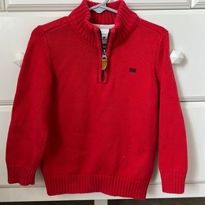 Red Carter’s boys quarter zip sweater. Size 3T.